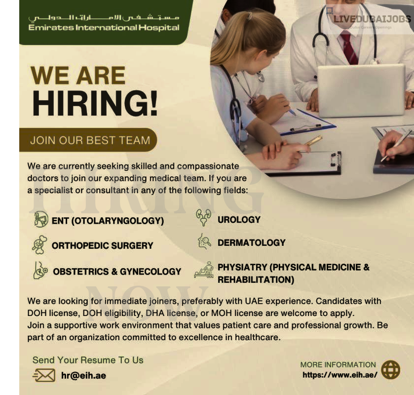 Emirates International Hospital Careers Post