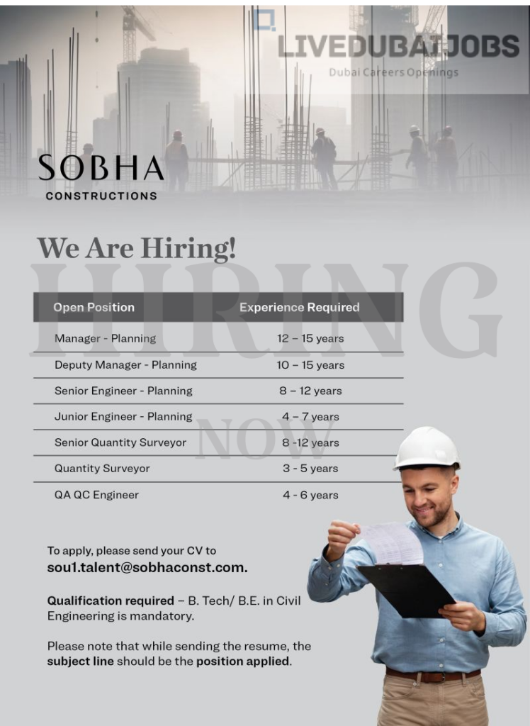 Sobha Constructions Careers Post 1