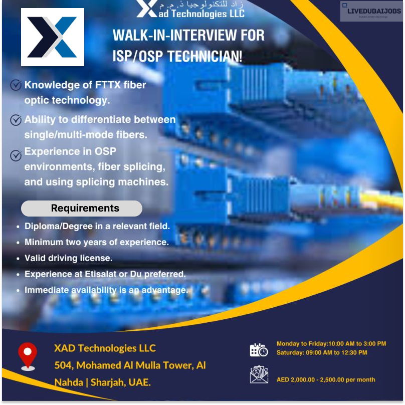 Xad Technologies  walk in interviews in Dubai Post