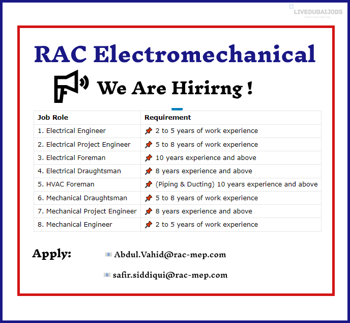 RAC Electromechanical Careers Post