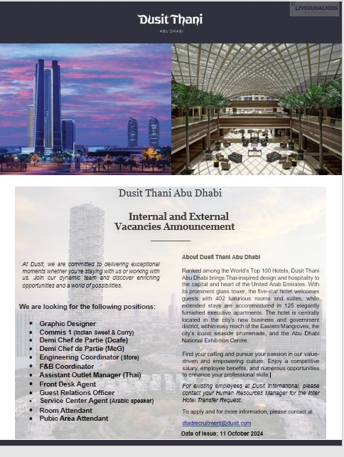 Dusit Thani Abu Dhabi Careers Post