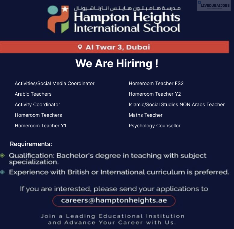 Hampton Heights International School Career Post