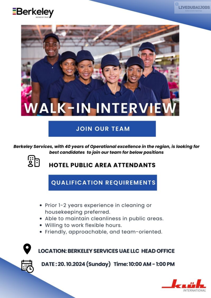 Berkeley Services walk in interviews in Dubai Post