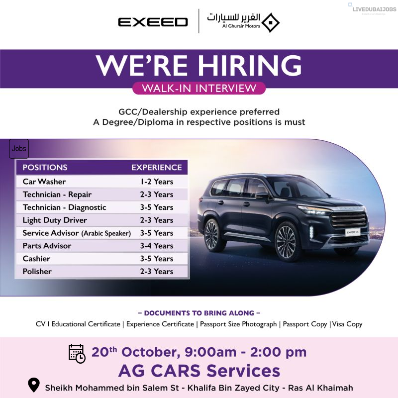 EXEED walk in interviews in Dubai Post