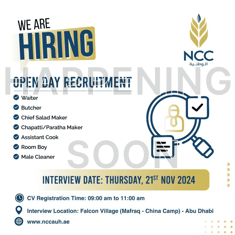 walk in interviews in Dubai NCC